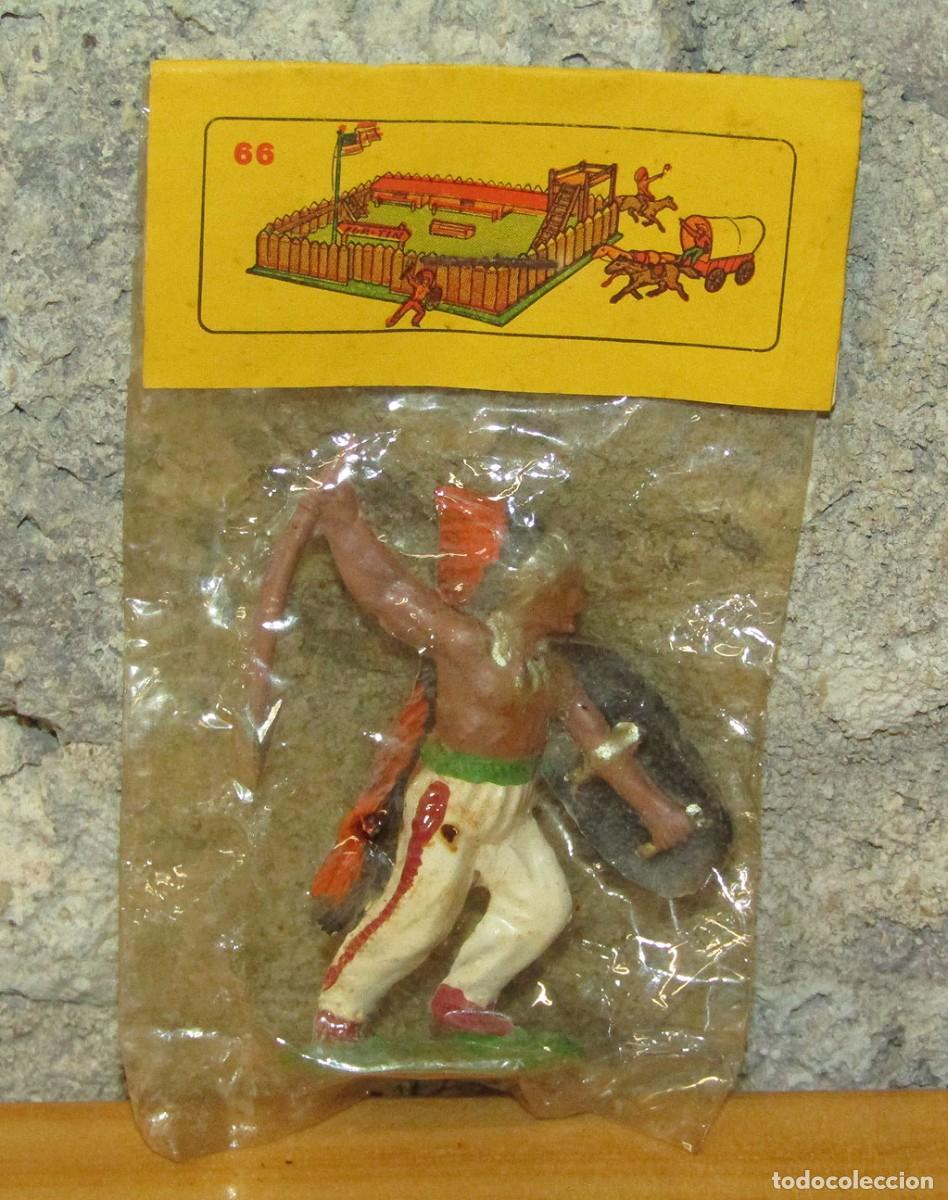 Figuras de goma y PVC: PLASTICOS PARRADO - ANTIGUA FIGURA INDIO - NUEVA Y EN SU BOLSA - BLANCO/VERDE