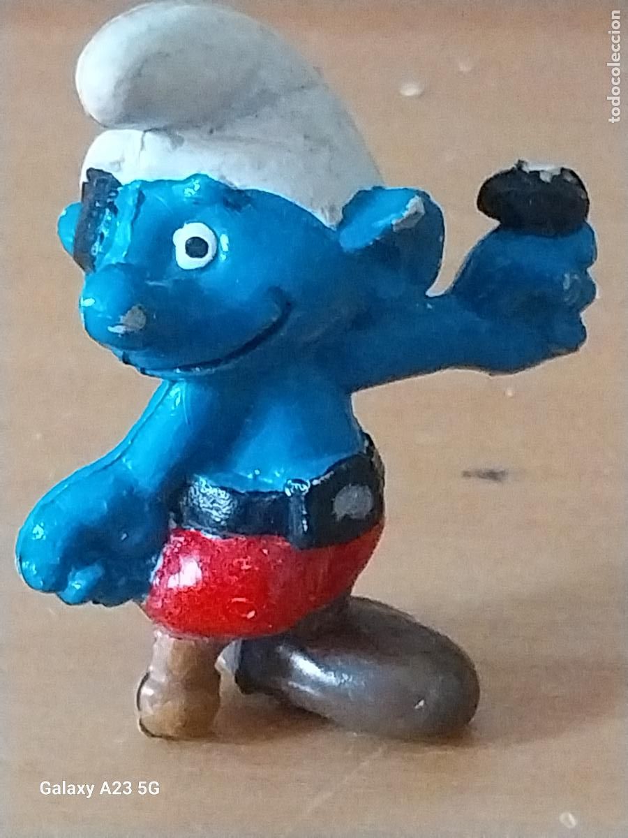 Figuras de goma y PVC: PITUFO SMURF PIRATA PATA PALO PARCHE SIN MARCA ESPADA ROTA FIGURA ORIGINAL GOMA 5CMS ALTO ORIGINAL
