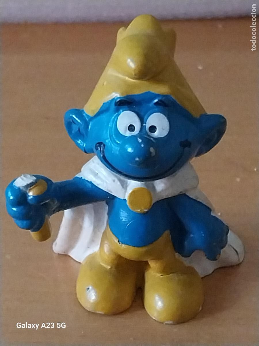 Gummi- und PVC-Figuren: PITUFO SMURF REY CAPA FALTA CETRO SETA FIGURA BULLY ORIGINAL GOMA 5CMS ALTO