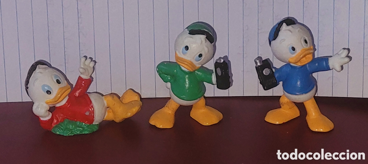 Figuras de goma y PVC: Bonito lote 3 figuras Disney pvc goma de Juanito, Jaimito y Jorgito marca Bullyland