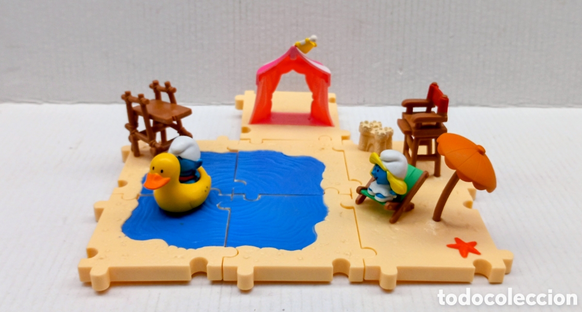 Figurines en Caoutchouc et PVC: SET DE PLAYA MICRO VILLAGE DE LOS PITUFOS CON 2 FIGURAS DE 2.5 CM DE JAKKS PACIFIC SMURFETT-