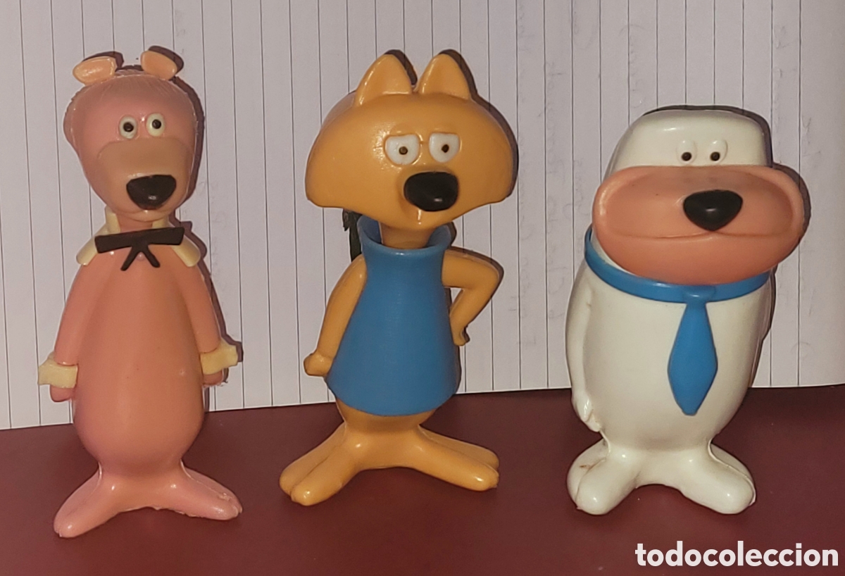 Figuras de goma y PVC: Bonito lote 3 figuras pvc plastico Svicoloni/Snaglepuss, Foxi y Chopper Moplas 1967 Hanna Barbera