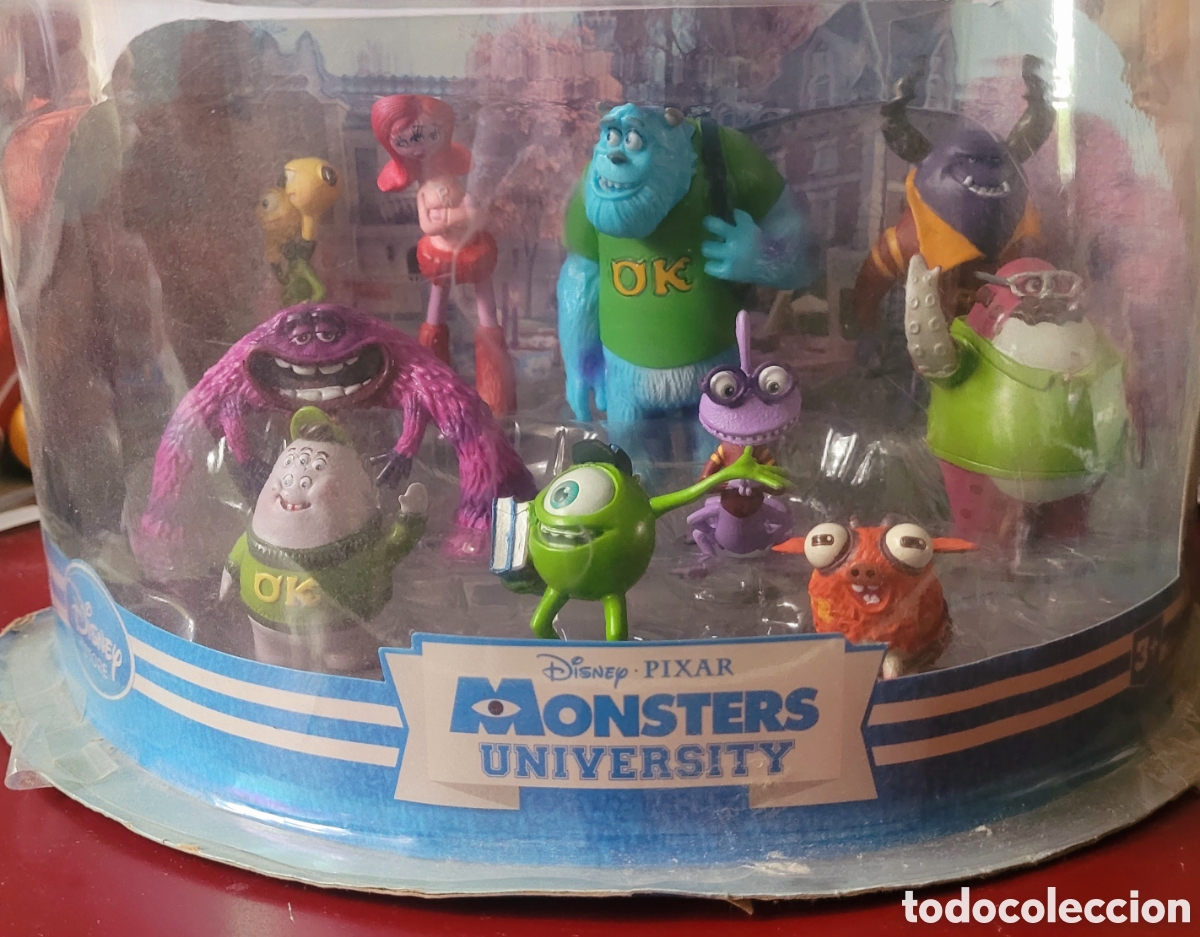 Figuras de goma y PVC: Dificil: Bonito lote completo 10 figuras pvc Monstruos S.A. Monsters University Deluxe Disney Store