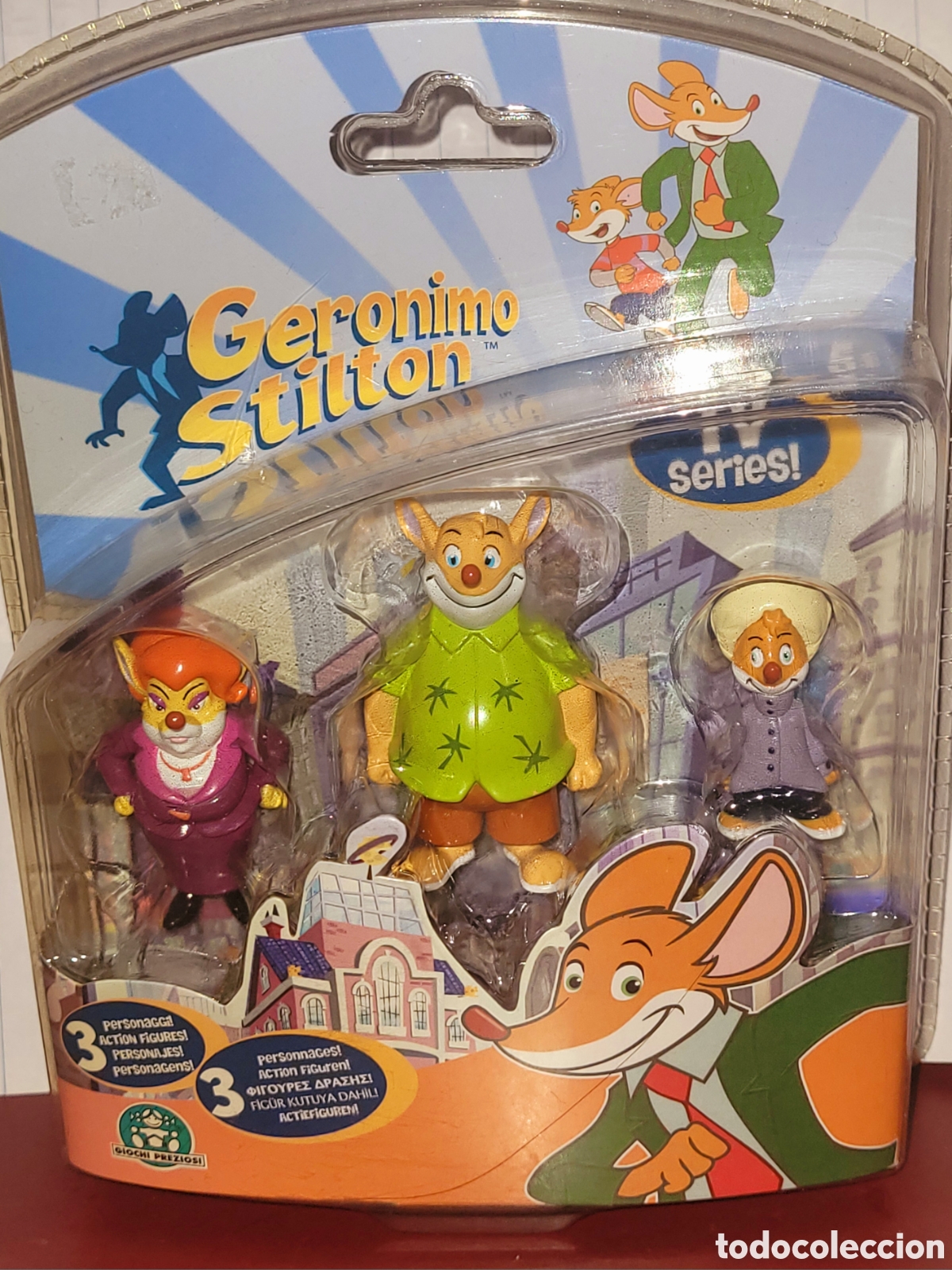Figuras de goma y PVC: Bonito lote completo 3 figuras pvc goma serie Geronimo Stilton marca Giochi Preziosi