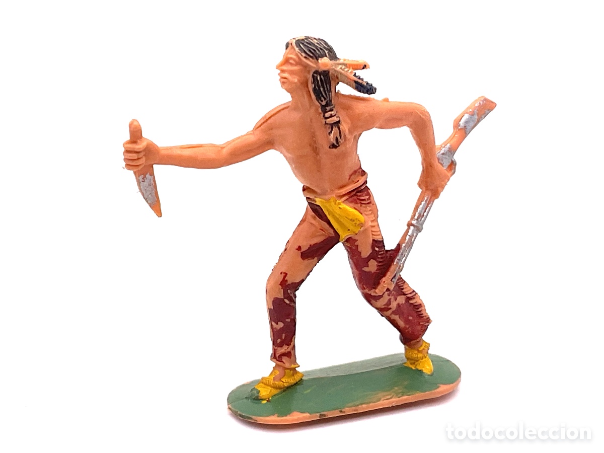 Figuras de goma y PVC: Antigua Figura del Oeste en Pl&aacute;stico. Indio de Jecsan . A&ntilde;os 70.