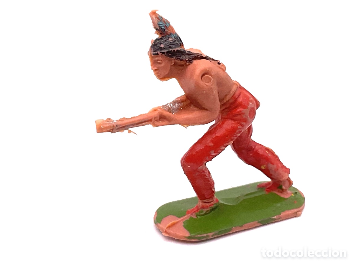 Figuras de goma y PVC: Antigua Figura del Oeste en Pl&aacute;stico. Indio de Jecsan . A&ntilde;os 70.