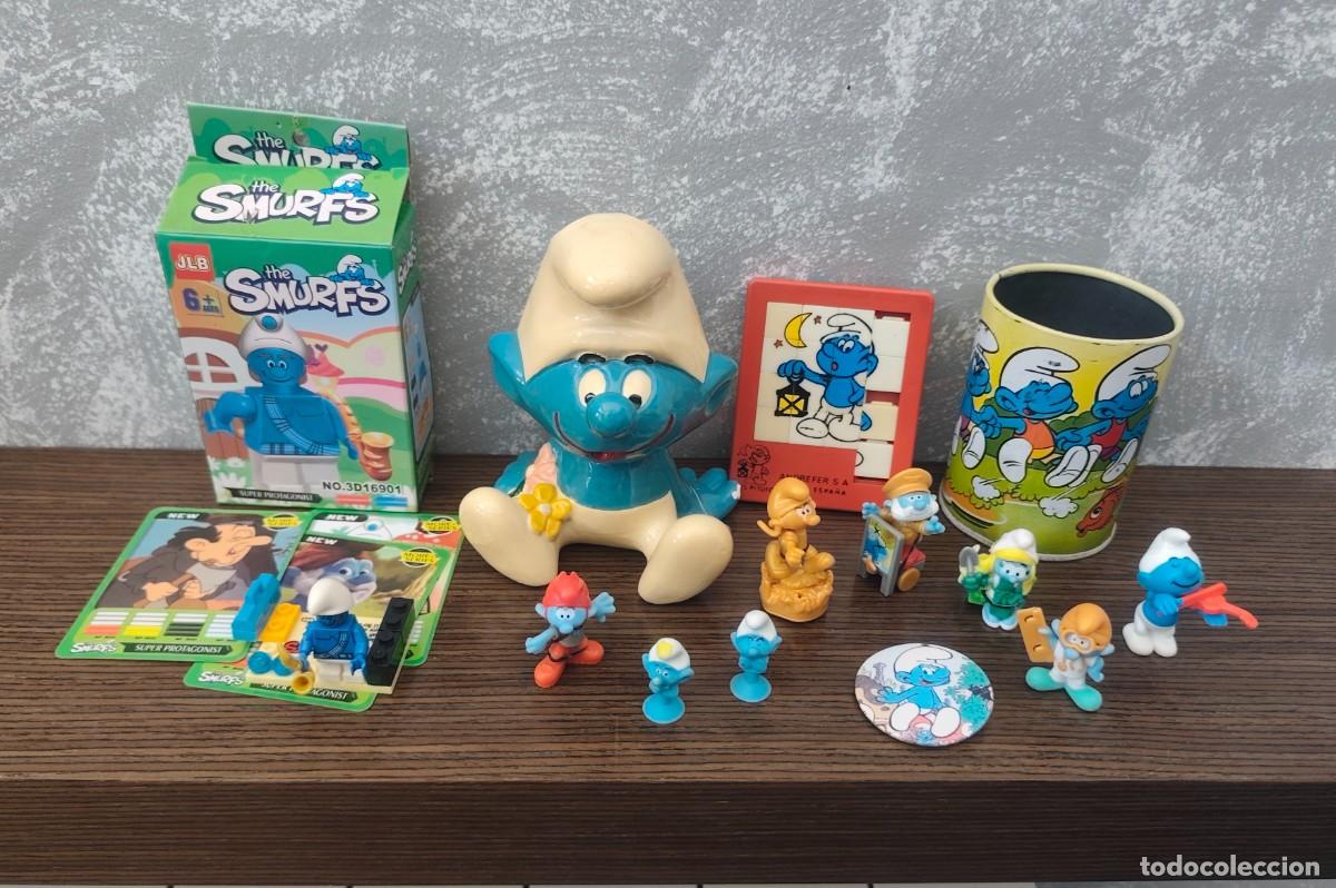 Figuras de goma y PVC: lote pitufos variado figura ceramica puzzle chapa lego kinder