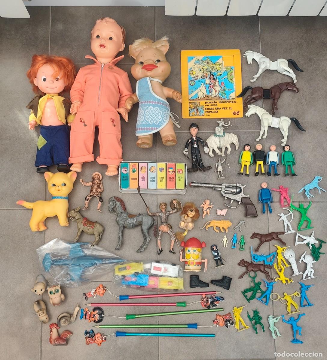 Figuras de goma y PVC: lote juguetes antiguos mu&ntilde;eca puzzle jecsan comansi florido bruguera play big