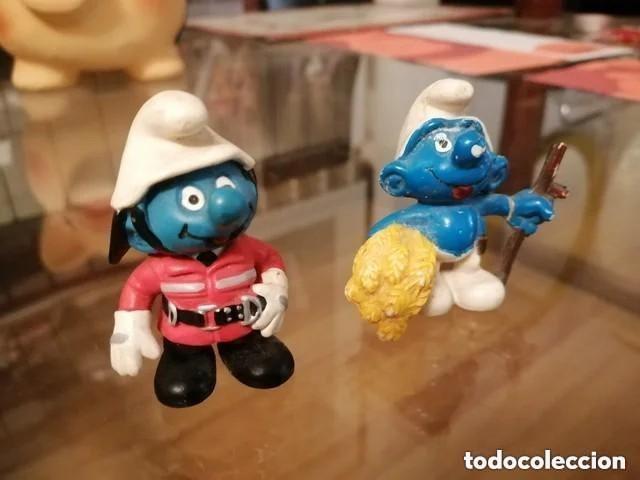Gummi- und PVC-Figuren Schleich: 2 PITUFOS, ANTIGUOS, PEYO
