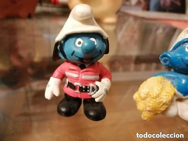 Figuras de goma y PVC: 2 PITUFOS, ANTIGUOS, PEYO - Foto 2