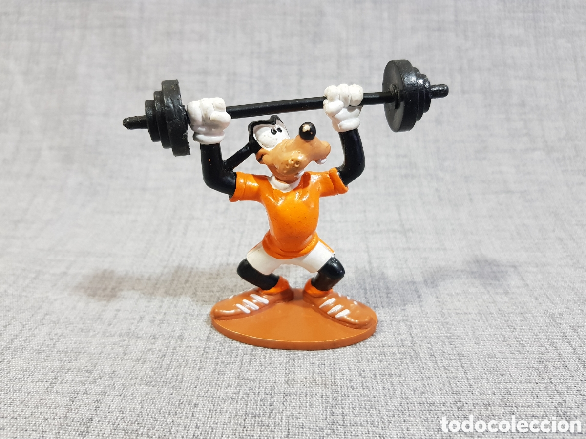 Figuras de goma y PVC: FIGURA GOOFY DEPORTISTA HALTEROFILIA LEVANTAMIENTO DE PESAS BULLY BULLYLAND GERMANY HANDPAINTED