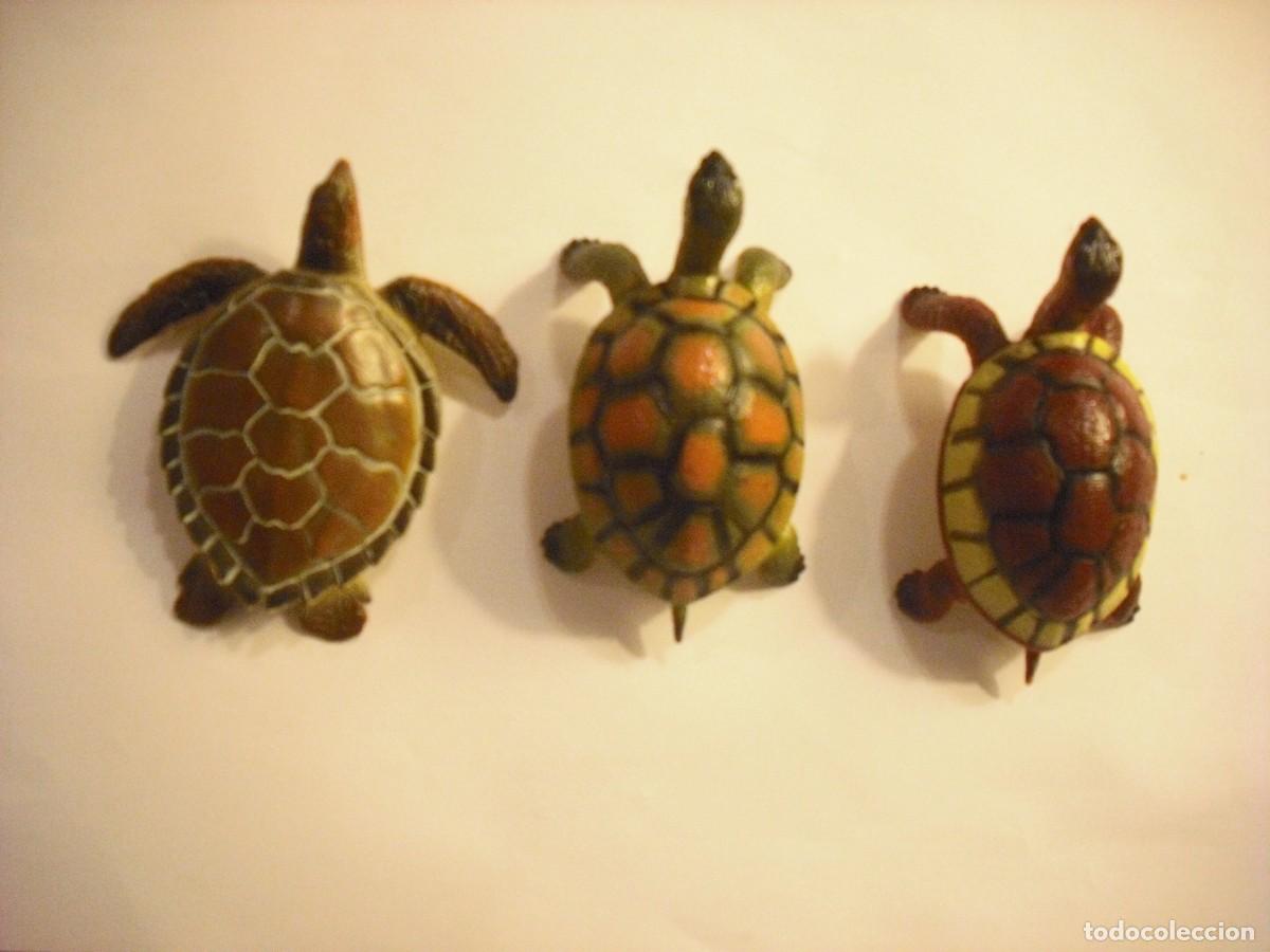 Figuras de goma y PVC: LOTE DE 3 BONITAS TORTUGAS, PVC