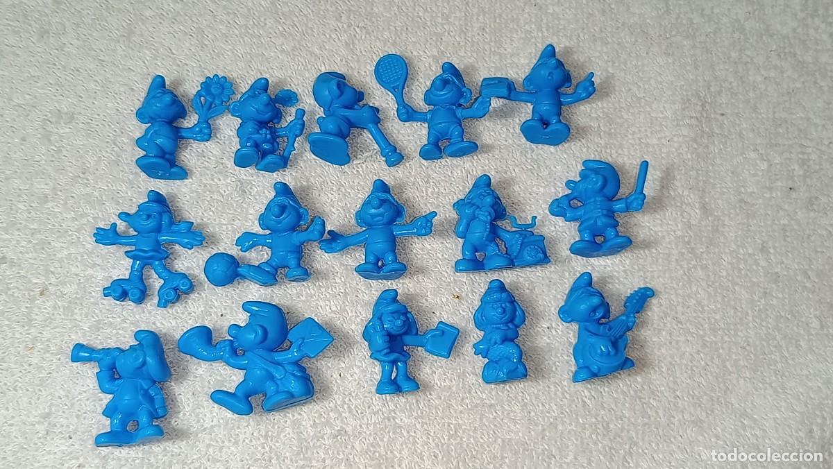 Figuras de goma y PVC: DUNKIN PHOSKITOS : ANTIGUO LOTE DE 15 FIGURAS DE LOS PITUFOS THE SMURFS PEYO A&Ntilde;OS 80