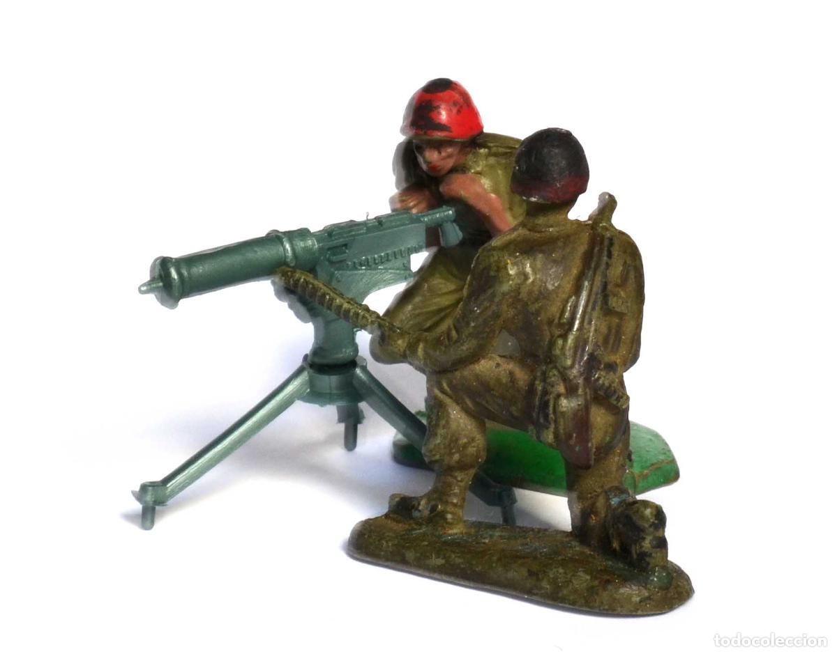 Figuras de goma y PVC: AMETRALLADORA CON LOS DOS SERVIDORES EN GOMA DE PECH HERMANOS - 1950,S