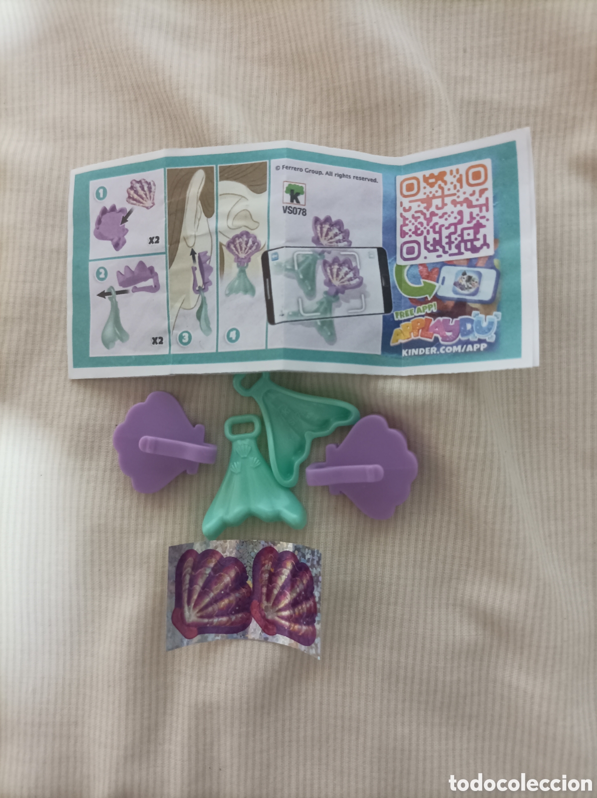 Figuras de goma Kinder: HUEVO KINDER LAS SIRENAS - PENDIENTES FORMA DE CONCHA - VS078