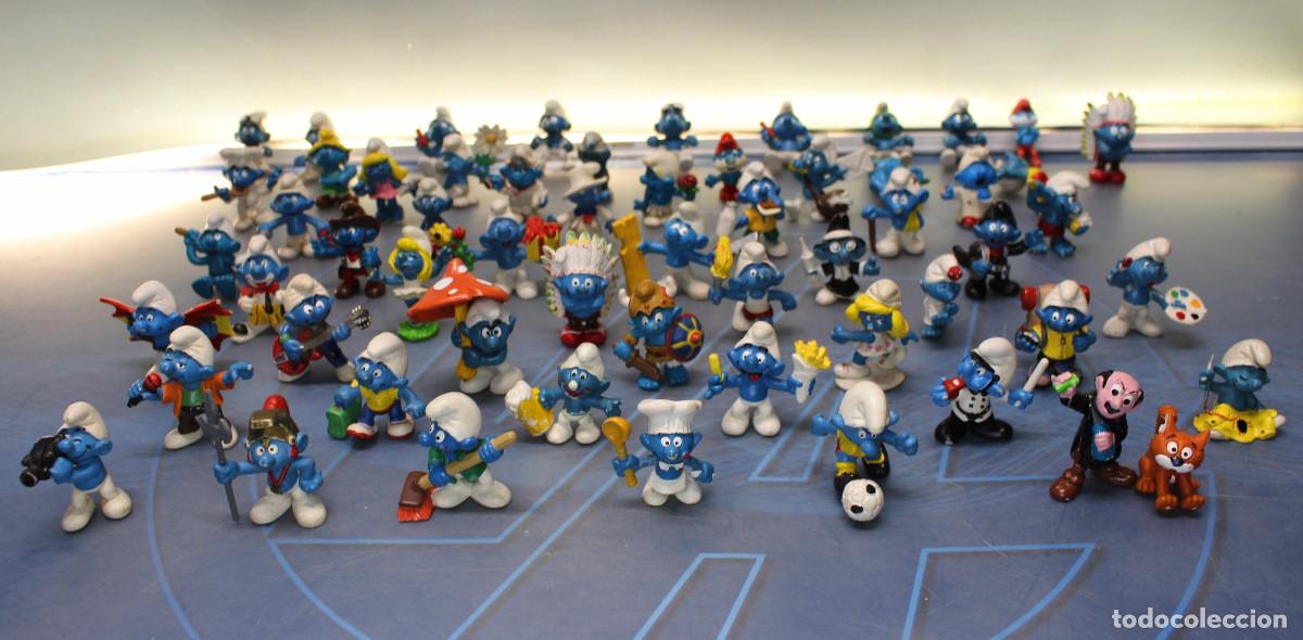 Figuras de goma y PVC: Figuras PVC: 56 pitufos. Los Pitufos. Peyo, Schleich, alg&uacute;n bootleg.