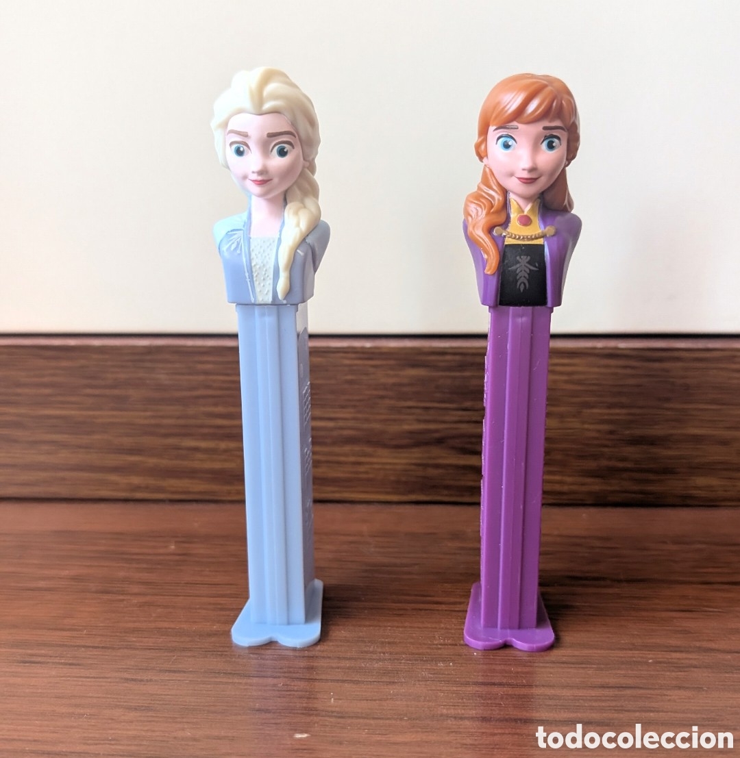 Figuras de goma y PVC dispensador PEZ: Lote 2 dispensadores PEZ Disney Frozen &ndash; Elsa y Anna