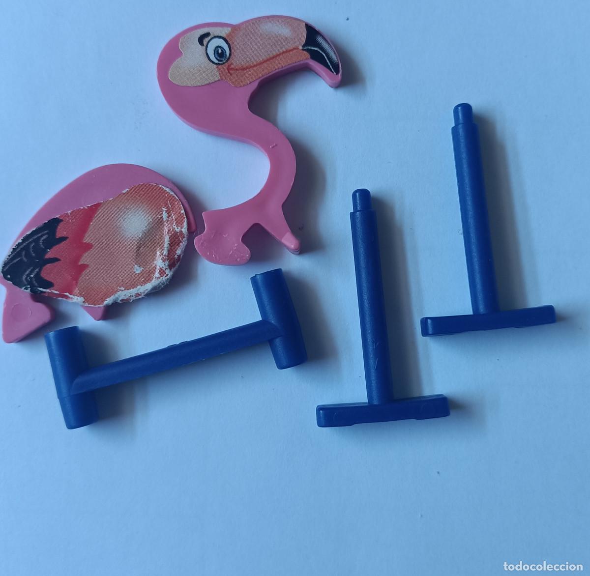Figuras de goma Kinder: pajaro flamenco equilibrista kinder antiguo montable secundario desmontable ave