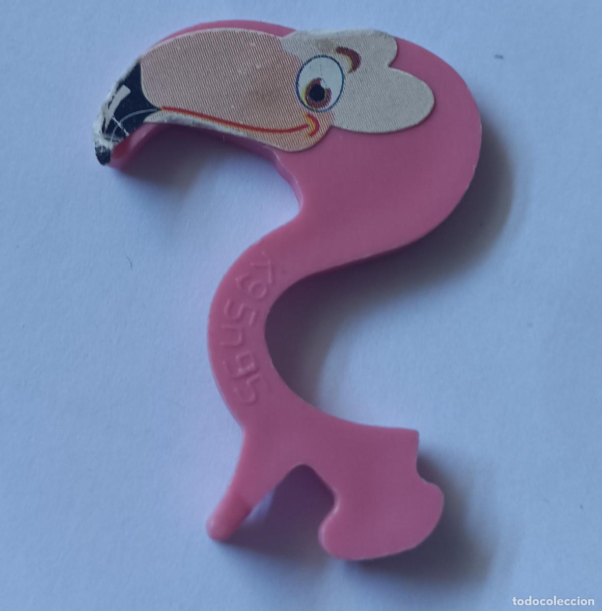 Figuras de goma Kinder: pieza de pajaro flamenco equilibrista kinder antiguo montable secundario desmontable ave