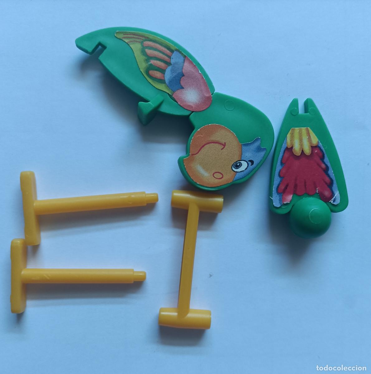 Figuras de goma Kinder: pieza de pajaro loro equilibrista kinder antiguo montable secundario desmontable ave