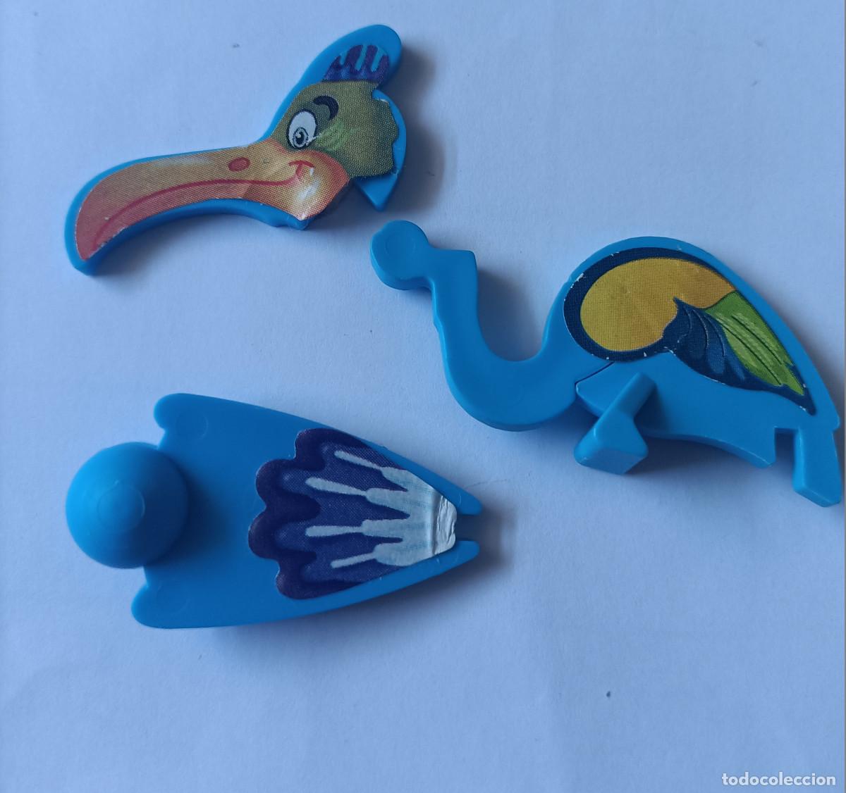 Figuras de goma Kinder: piezas de pajaro loro equilibrista kinder antiguo montable secundario