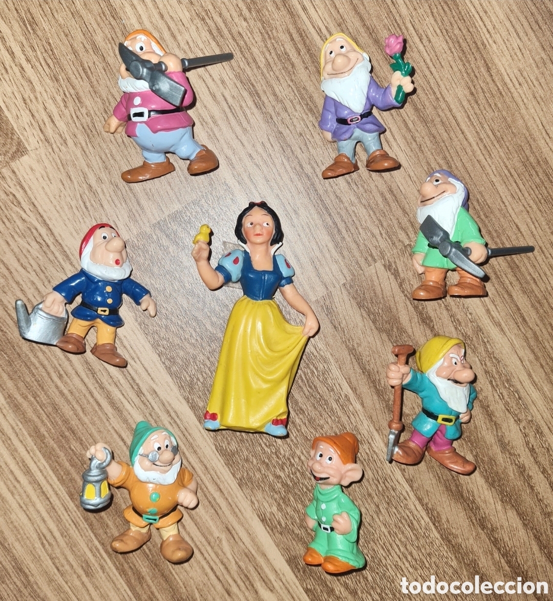 Figuras de goma y PVC: Lote figuras pvc goma Blancanieves y siete enanitos Bullyland Disney mu&ntilde;ecos