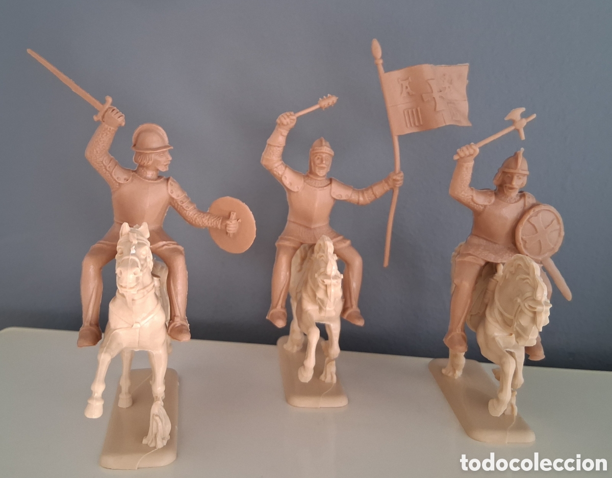 Figuras de goma y PVC: Conquistadores, Reamsa serie Conquista de M&eacute;xico / Hern&aacute;n Cort&eacute;s, en caballos de Italeri. Reedici&oacute;n
