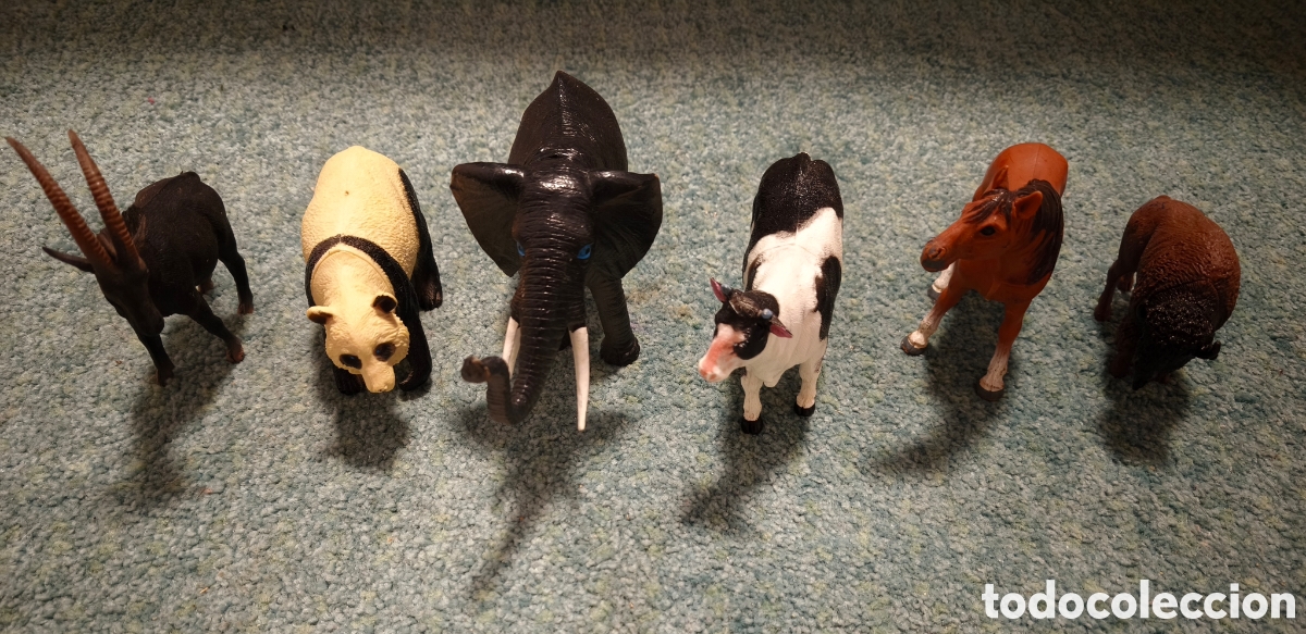 Figuras de goma y PVC: Lote 6 animales realistas