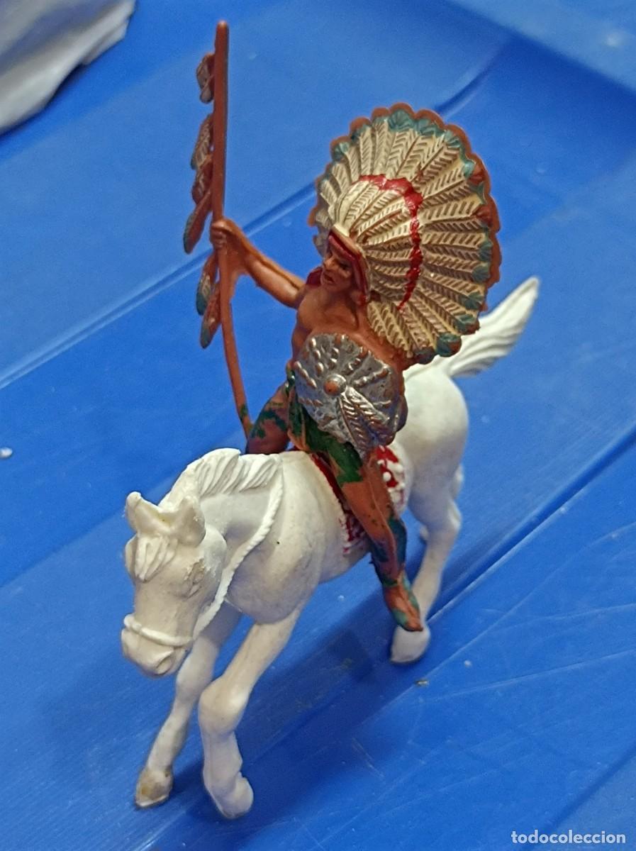Figuras de goma y PVC: FIGURAS DE PL&Aacute;STICO JEFE INDIO A CABALLO FABRICANTE JECSAN