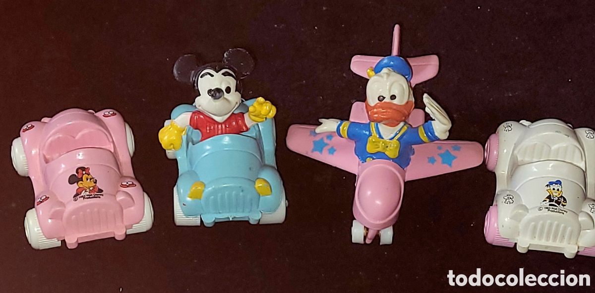 Figuras de goma y PVC: Bonito lote de vehiculos de goma Disney Mickey y Donald Espa&ntilde;a a&ntilde;os 80