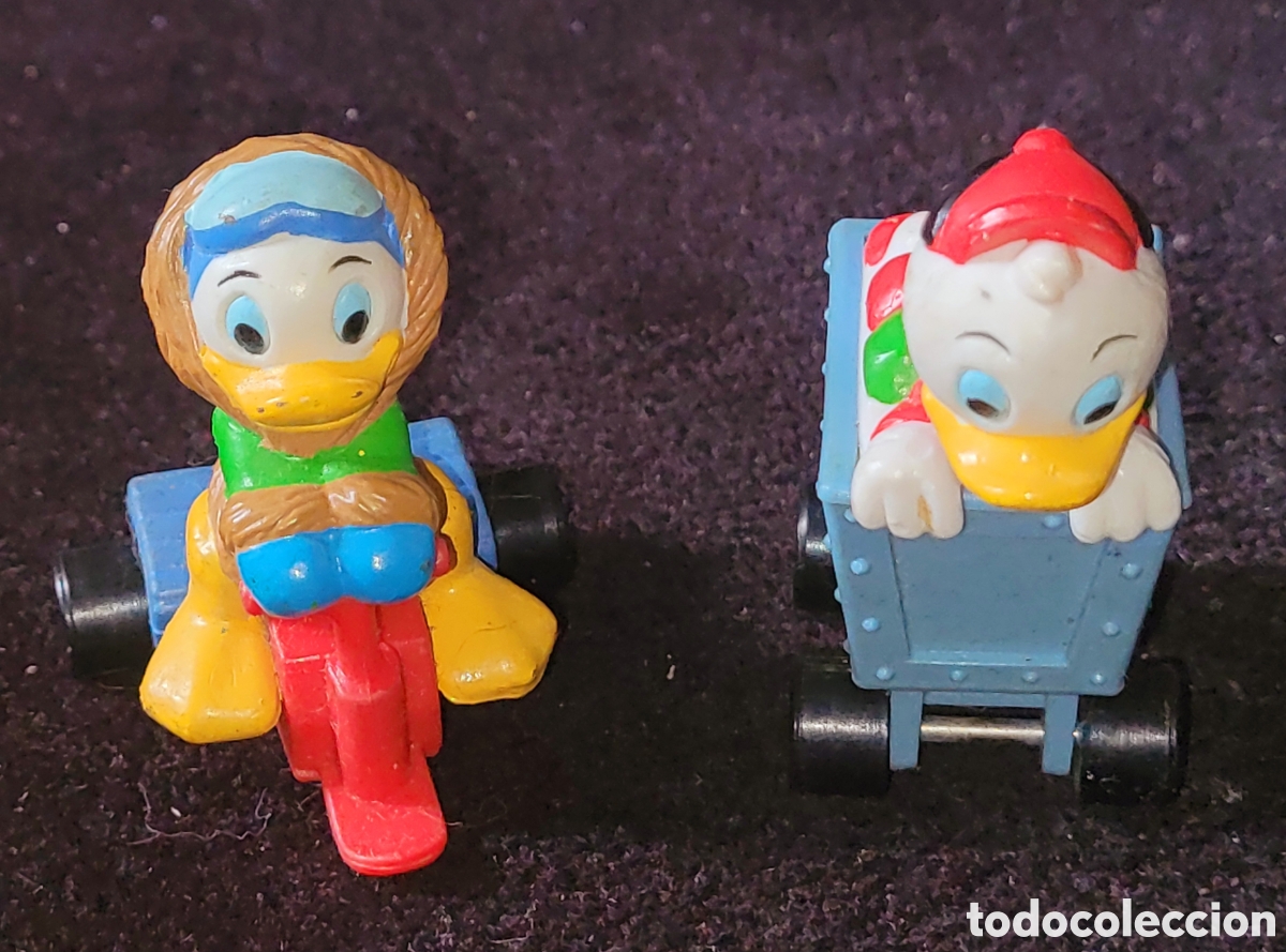 Figuras de goma y PVC: Bonito lote de 2 mini vehiculos de los sobrinos del pato Donald