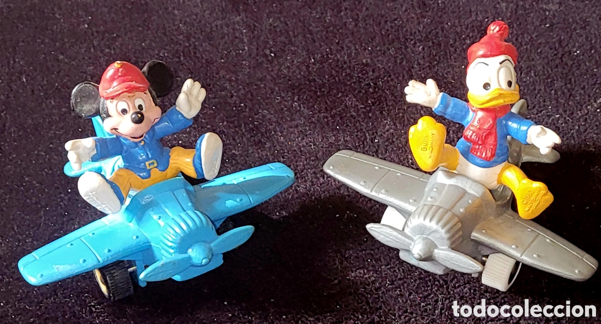 Figuras de goma y PVC: Bonito lote de 4 vehiculos de Bully con figuras pvc goma Mickey + pato Donald