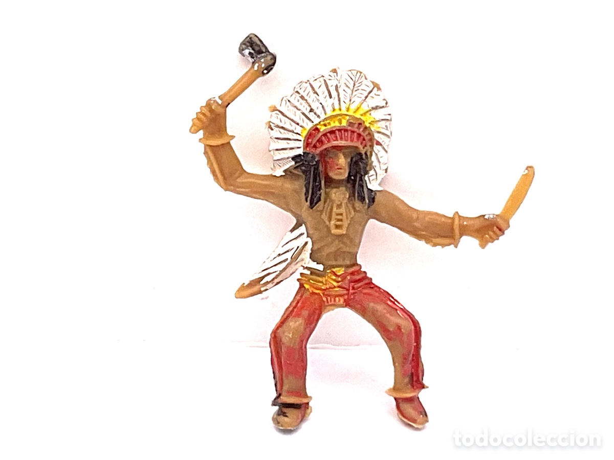 Figuras de goma y PVC: ANTIGUA FIGURA DEL OESTE EN PLASTICO . GUERRERO INDIO DE COMANSI. 50 MM