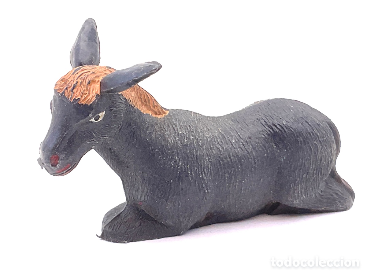 Figuras de goma y PVC: ANTIGUA FIGURA DE BURRO Y/O BUEY EN PL&Aacute;STICO.
