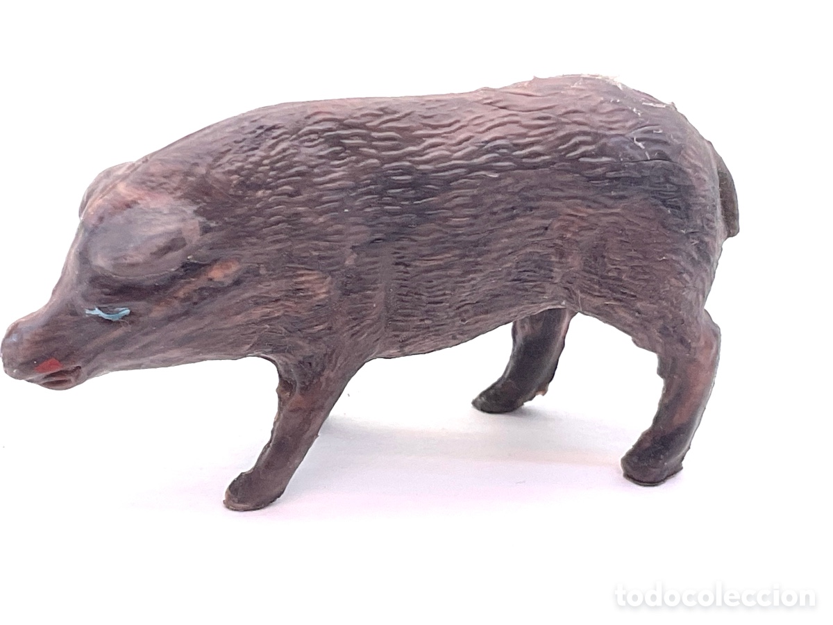 Figuras de goma y PVC: ANTIGUA FIGURA DE JABAL&Iacute; , CERDO O ANIMAL SIMILAR EN PL&Aacute;STICO.