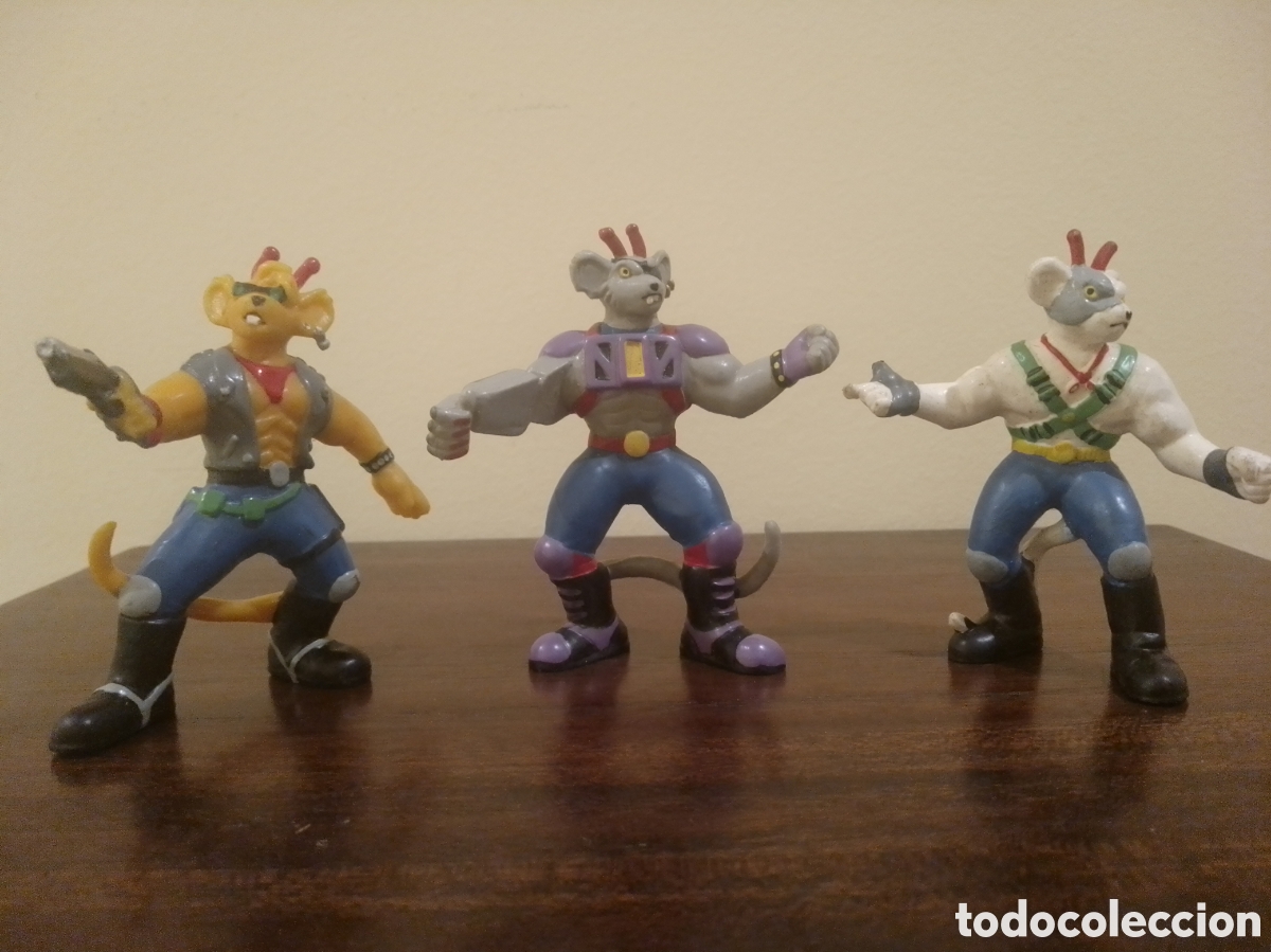 Figuras de goma y PVC: Lote 3 figuras goma PVC Los motorratones de Marte - Biker Mice from Mars - Bullyland 1994 - Nuevas