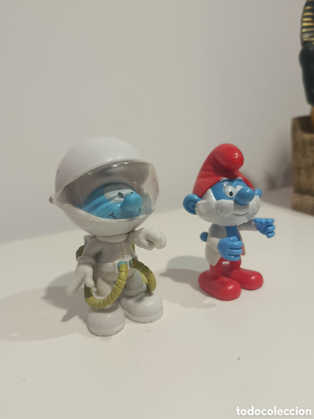 Figuras de goma y PVC: Lote Figuras Los Pitufos: Astronauta y Pap&aacute; Pitufo