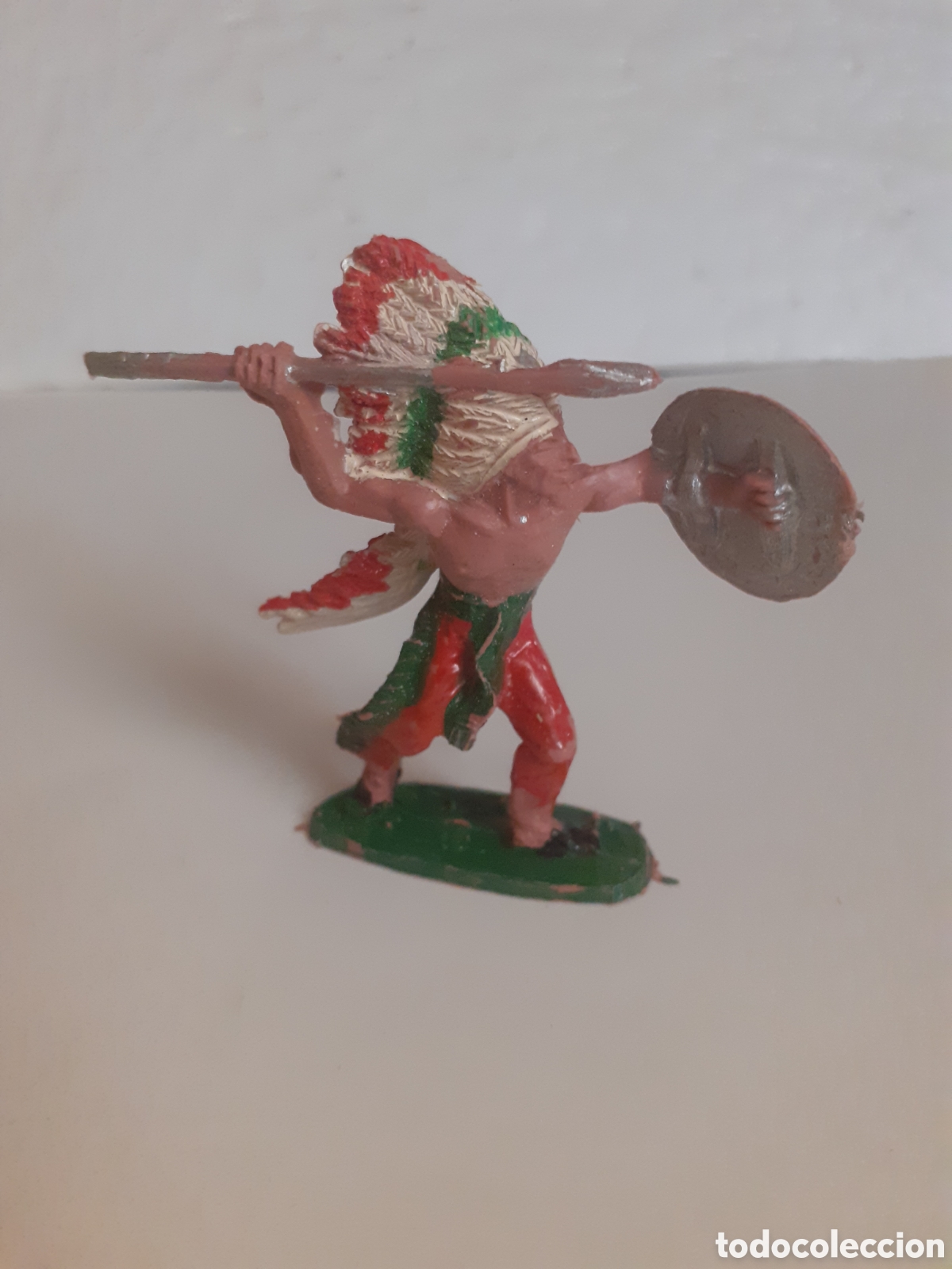 Figuras de goma y PVC: FIGURA GUERRERO INDIO LANZA Y ESCUDO PLASTICO JESCAN,PECH,REAMSA