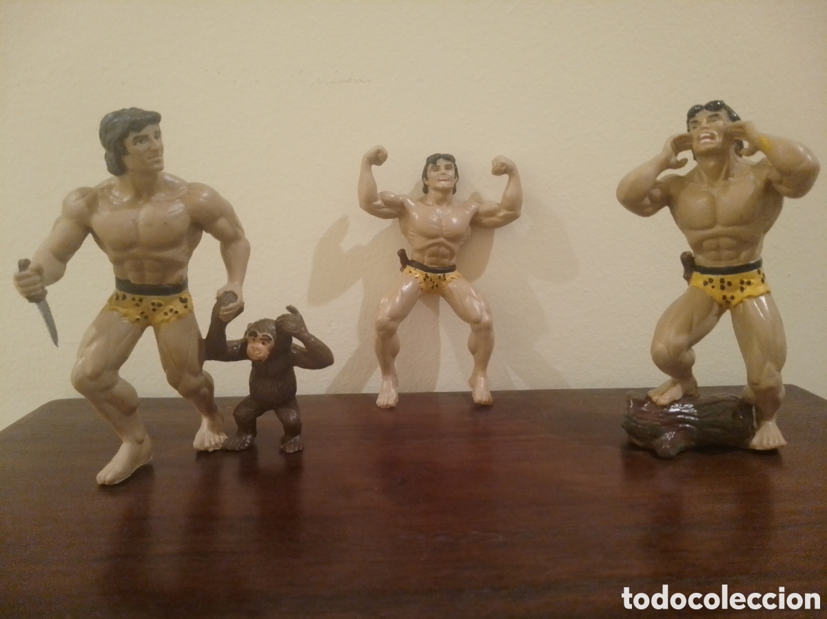 Figuras de goma y PVC: Lote 3 figuras goma PVC - Tarzan - Disjorsa - CE - 1995 - Nuevas de almac&eacute;n