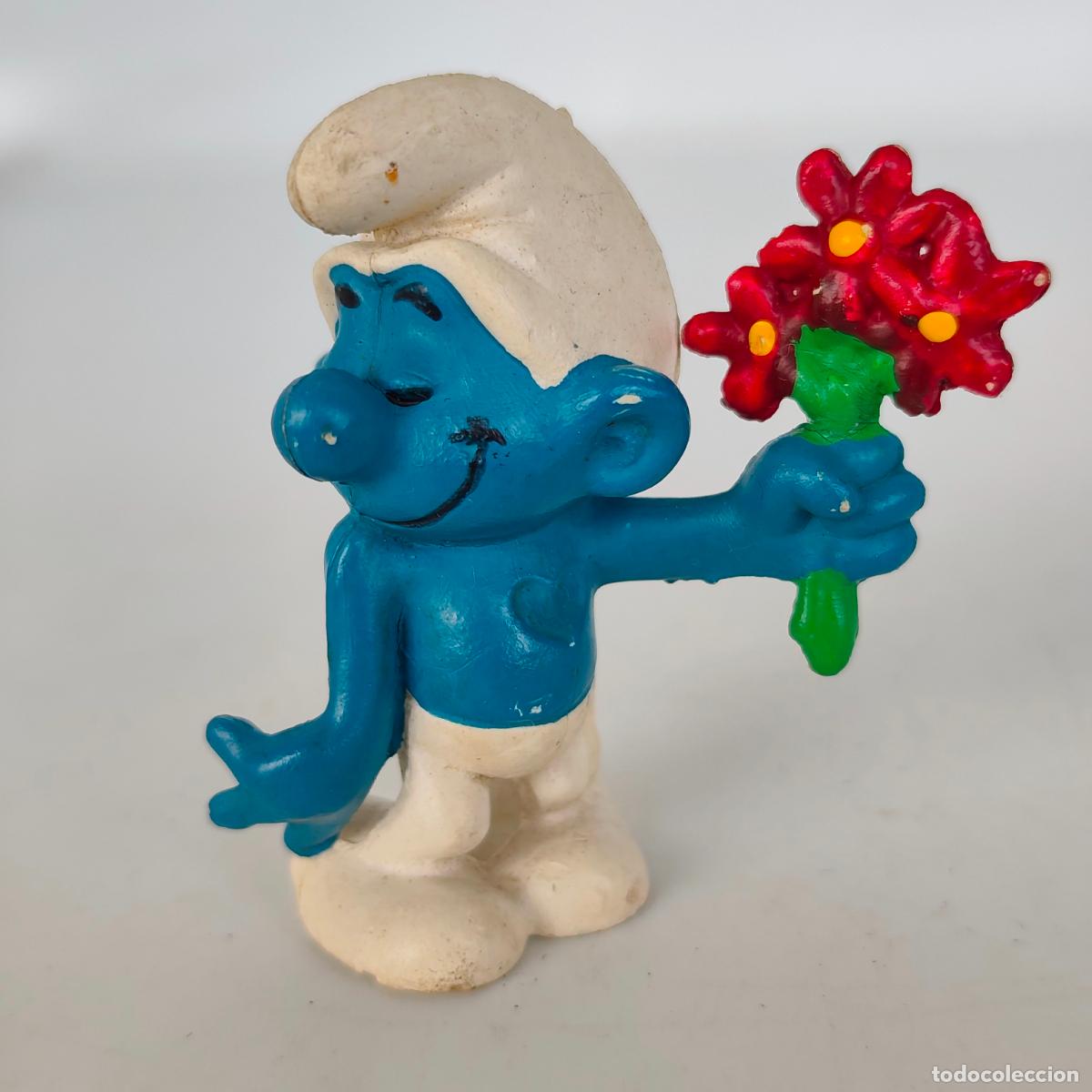 Figuras de goma y PVC: PITUFO FLORES SMURF SCHLUMPF - SCHLEICH W.GERMANY - PITUFOS SMURFS PEYO FIGURA