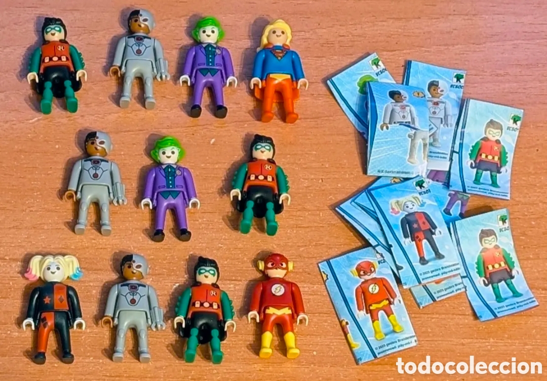 Figuras de goma Kinder: Lote figuras mu&ntilde;ecos Kinder Joy DC. Super H&eacute;roes