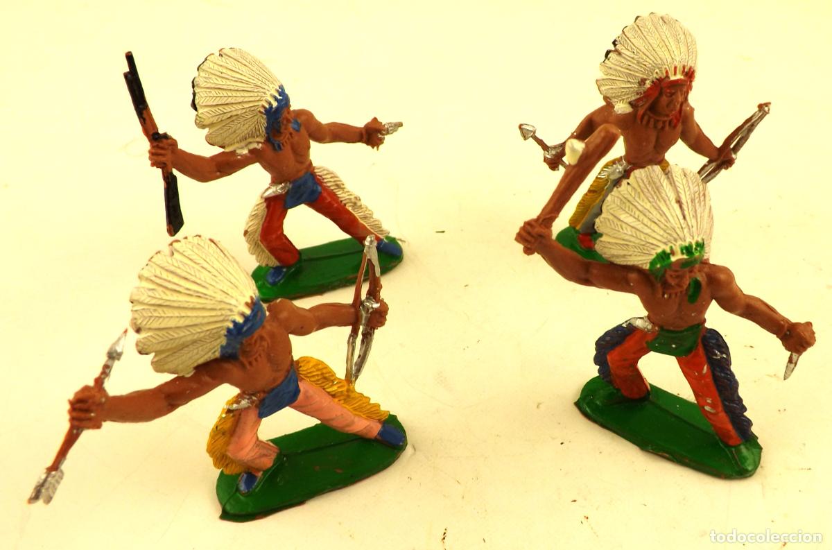 Figuras de goma y PVC: Comansi. Conjunto de 4 Indios - Foto 2