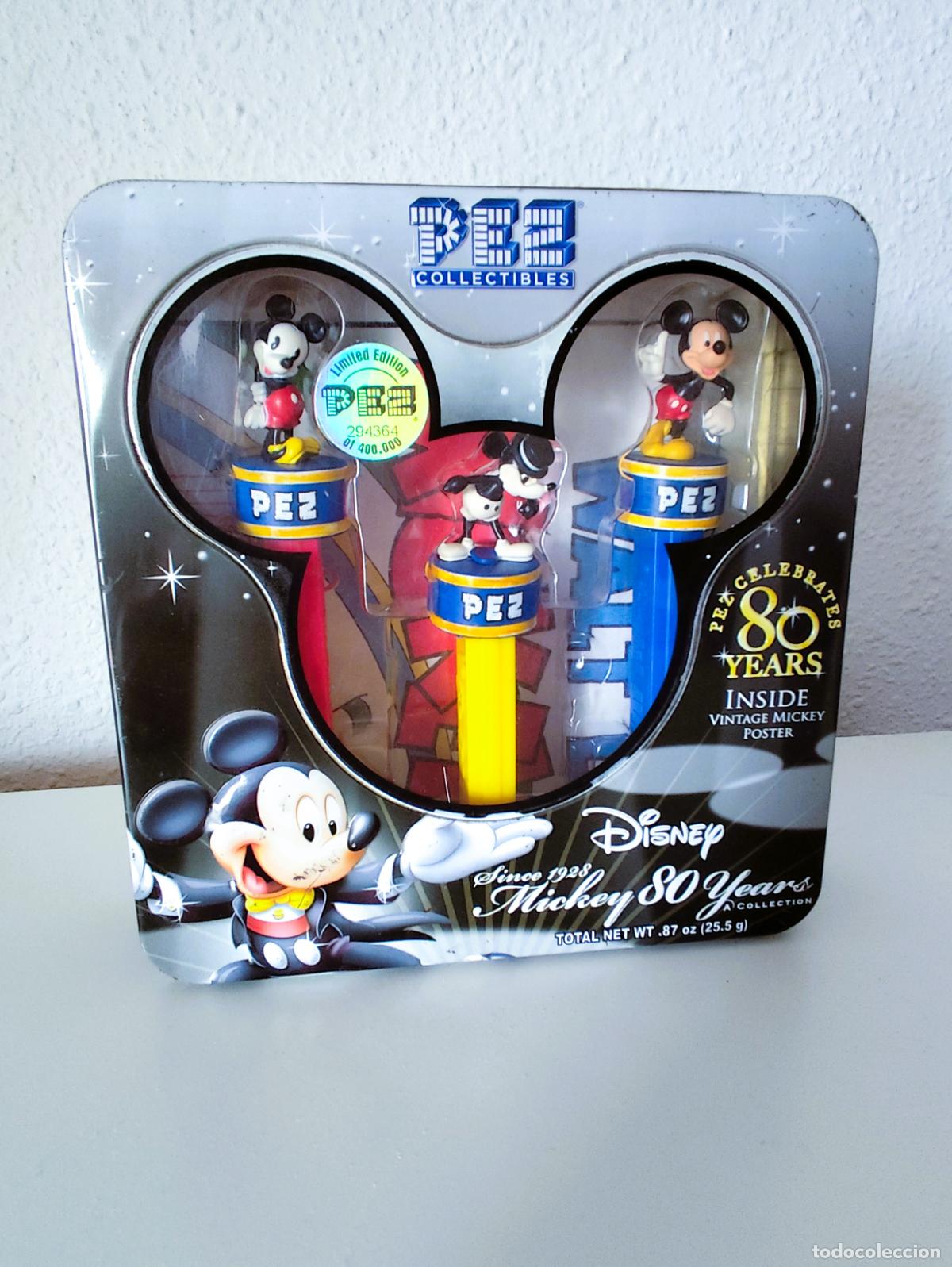 Figuras de goma y PVC dispensador PEZ: Caja Metal Colecci&oacute;n PEZ COLLECTIBLES - DISNEY y MICKEY MOUSE 80 ANIVERSARIO - Edici&oacute;n Limitada