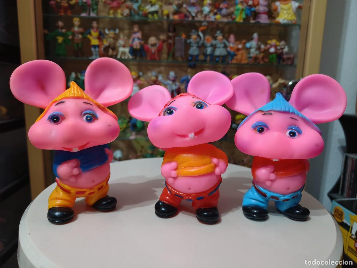 Figuras de goma y PVC: Lote 3 figuras Topo Gigio original vintage a&ntilde;os 80 90 goma blanda tipo chifle jugasa no Comics Spain