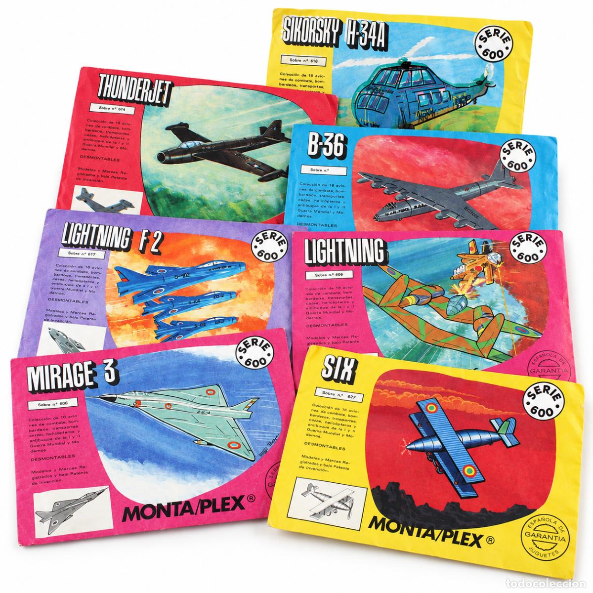 Figuras de goma y PVC: 7 Sobres MONTAPLEX Serie 600 Aviones Helic&oacute;pteros 70s Juguete Vintage Sin Abrir
