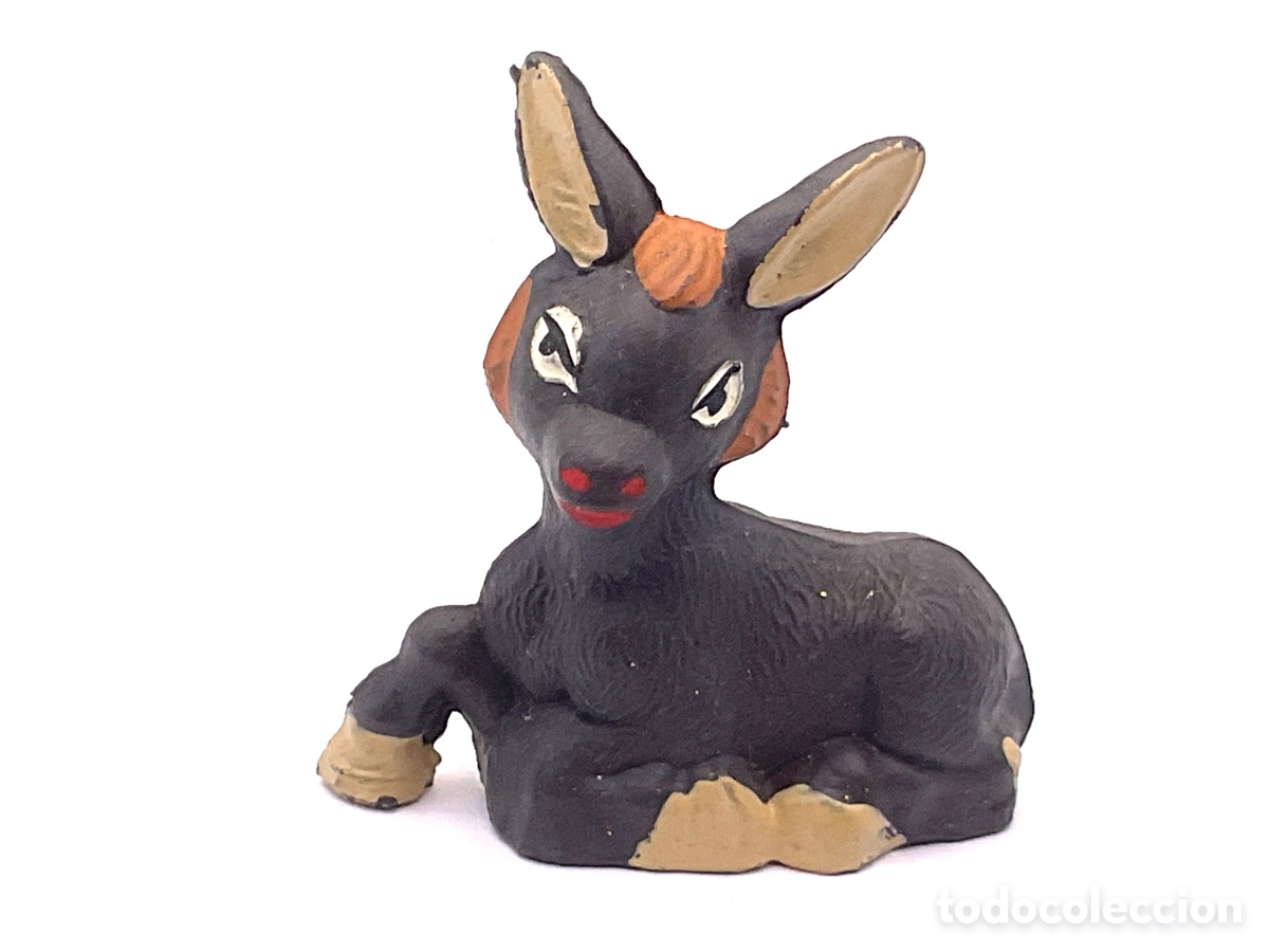 Figuras de goma y PVC: Antigua Figura de Belen en Pl&aacute;stico. Mula . Pech Hermanos. Popularmente conocidos como Cabezones.