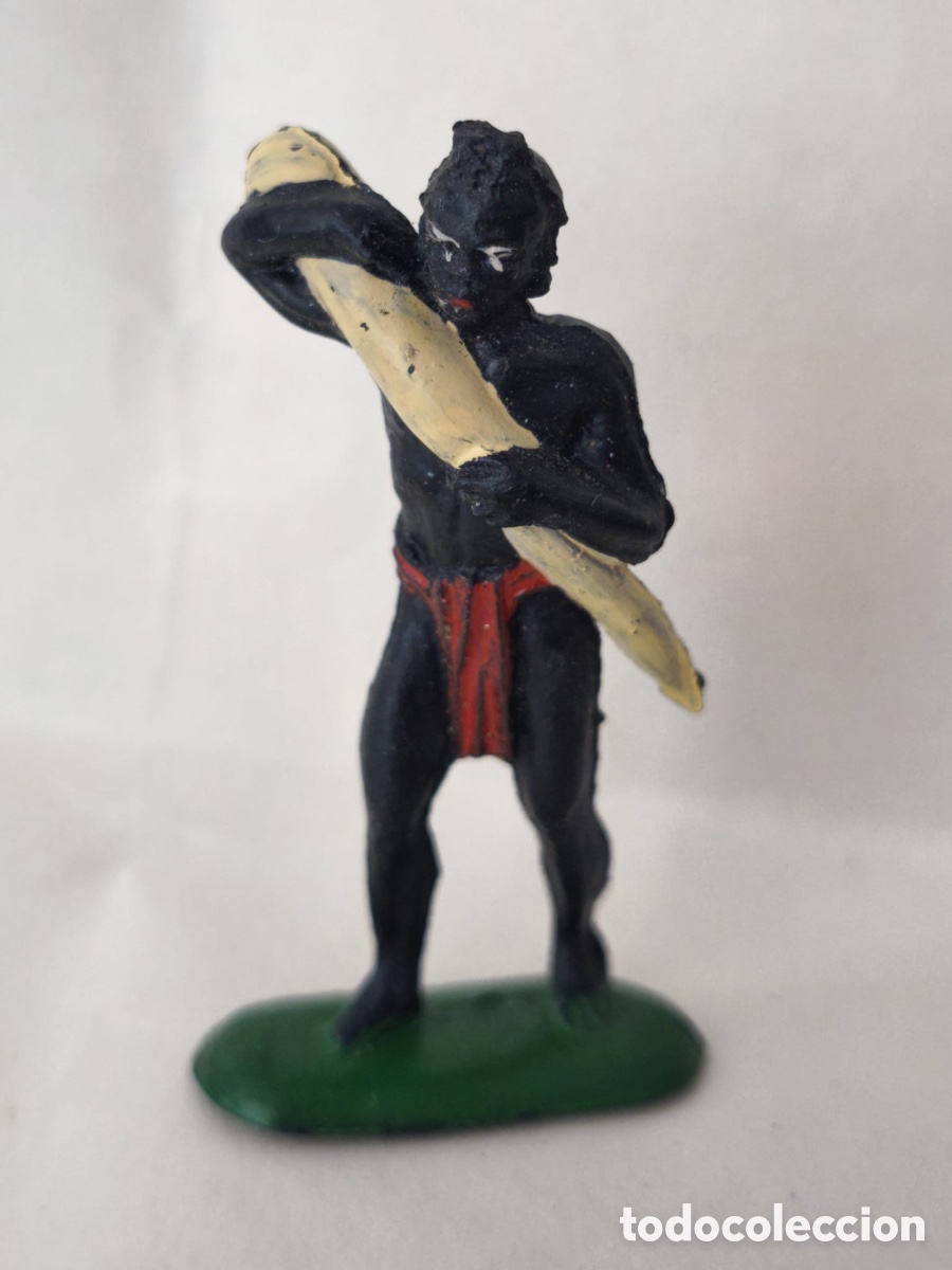 Figuras de goma y PVC: Figura de goma vintage de Porteador Africano con colmillo, Pech Hermanos, a&ntilde;os 50/60