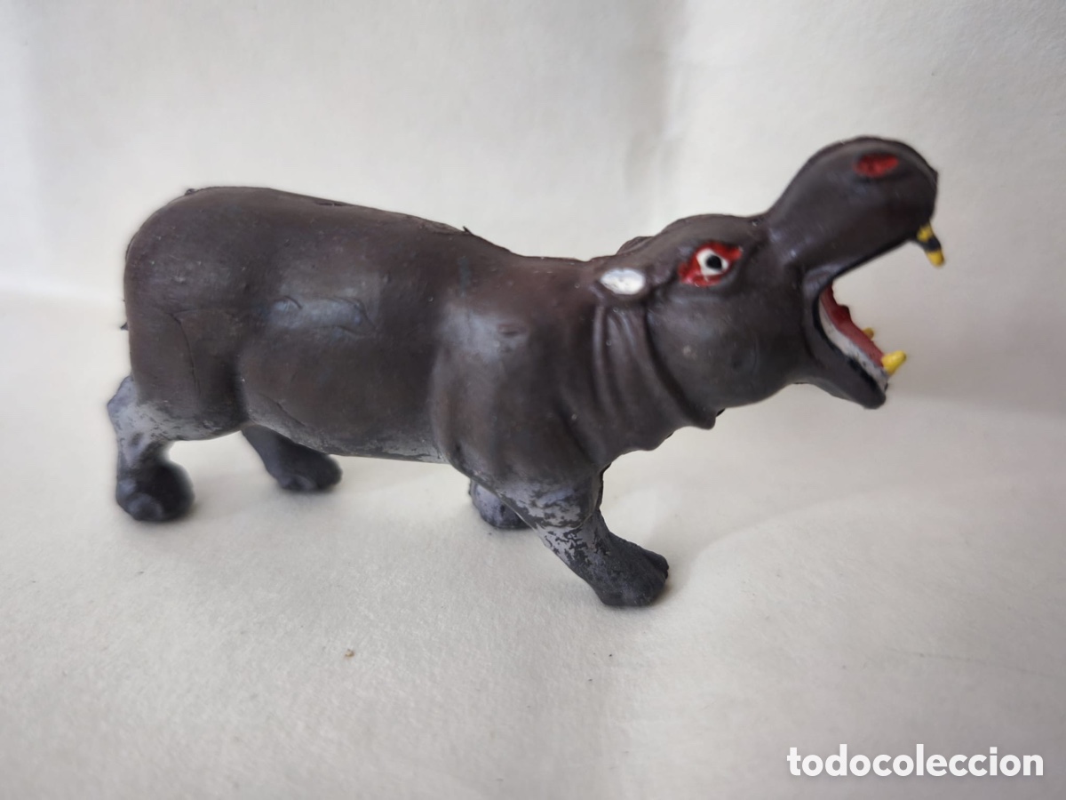 Figuras de goma y PVC: Figura de goma vintage de Hipop&oacute;tamo con boca abierta, Lafredo o Dunkin, a&ntilde;os 60/70