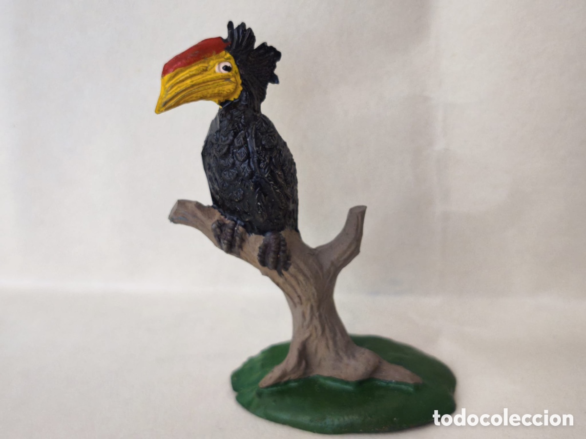 Figuras de goma y PVC: Figura de goma vintage de P&aacute;jaro C&aacute;lao Ex&oacute;tico en rama, Jecsan, a&ntilde;os 50/60