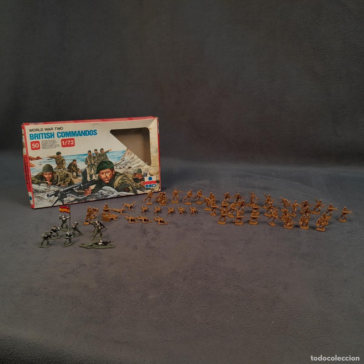 Figuras de goma y PVC: SL-32. CAJA DE SOLDADOS BRITISH COMMANDOS SEGUNDA GUERRA MUNDIAL. PL&Aacute;STICO. 1983